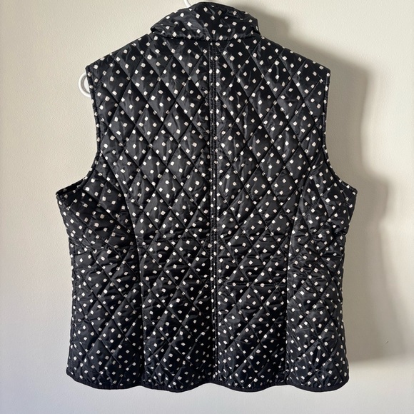 Lands' End Black Quilted Jacket with Cream Dot Pattern - Picture 4 of 9